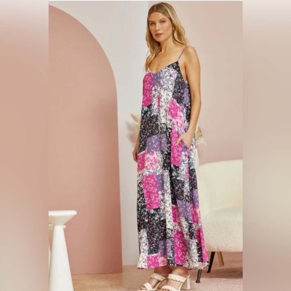 Andree by Unit Boho Floral Patchwork Maxi Dress New With Tags Size 3X